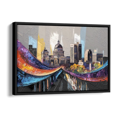 Des Moines Historic Landmarks Side - Black Canvas Wall Art