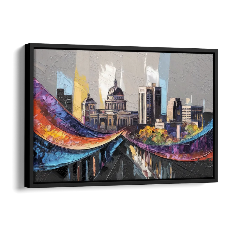 Des Moines Historic Landmarks Side - Black Canvas Wall Art