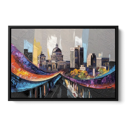 Des Moines Historic Landmarks Front - Black Canvas Wall Art
