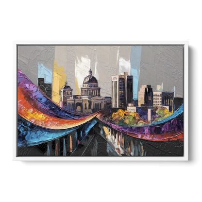 Des Moines Historic Landmarks Front - White Canvas Wall Art