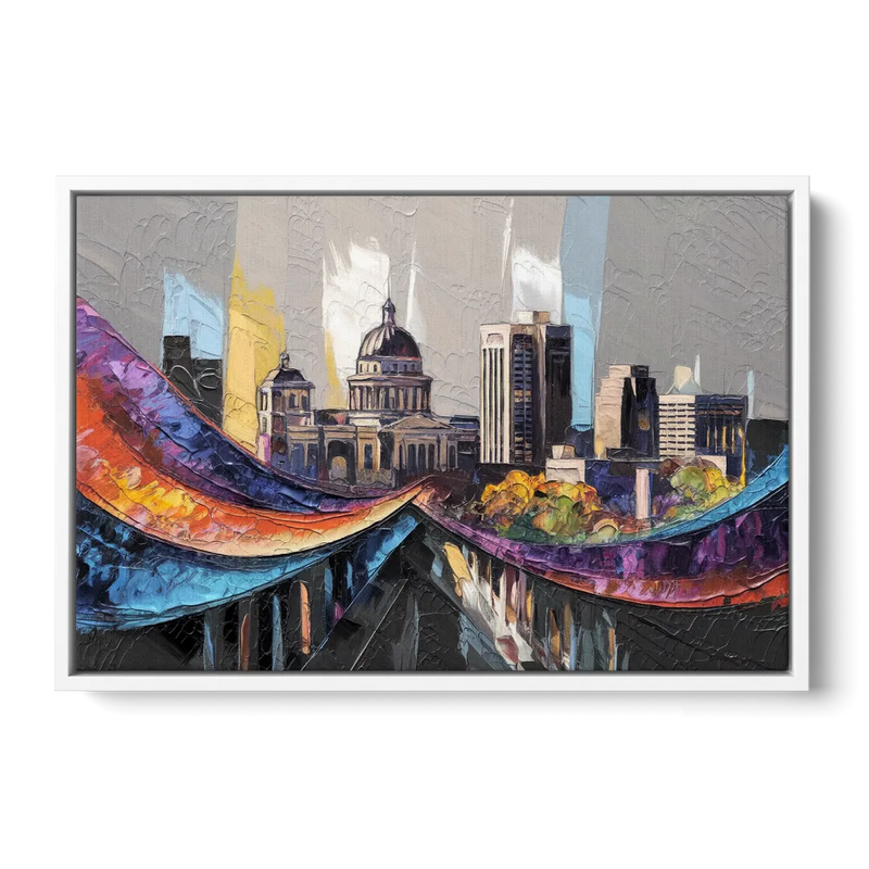 Des Moines Historic Landmarks Front - White Canvas Wall Art