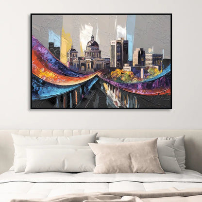 Des Moines Historic Landmarks Sitting Room - Black Canvas Wall Art