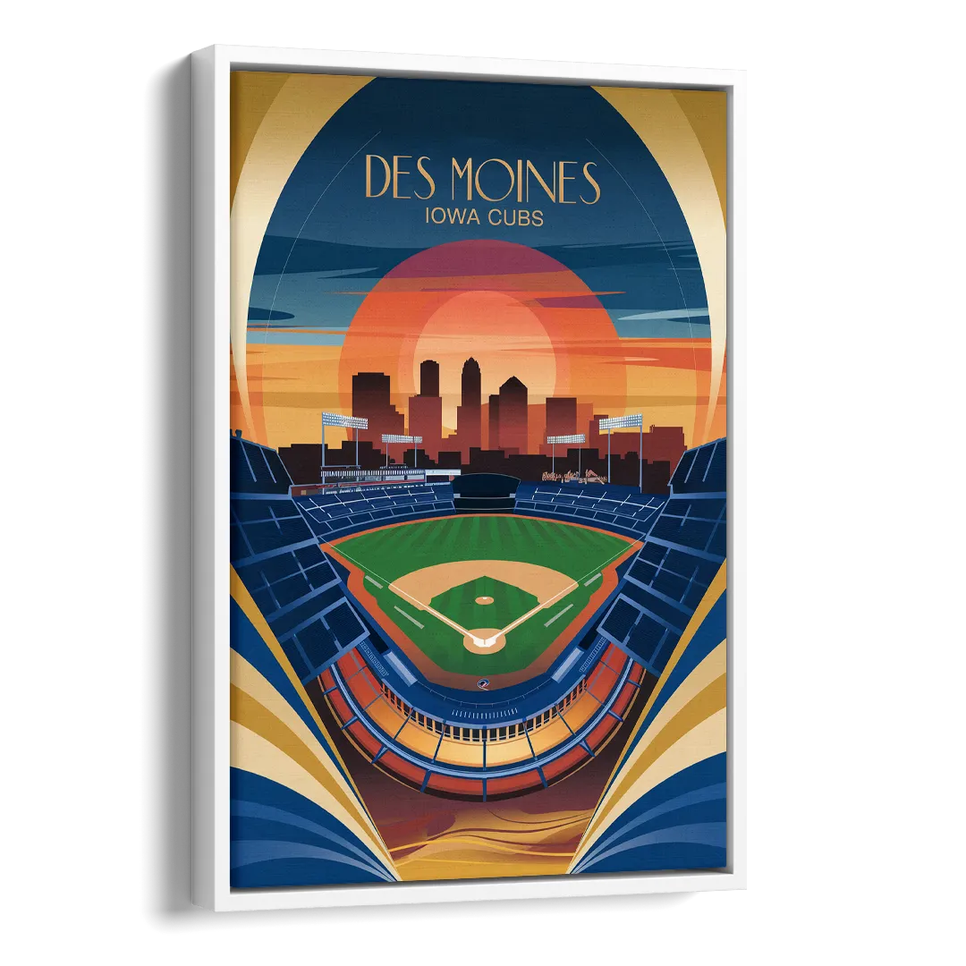 Des Moines Iowa Cubs Stadium Side - White Canvas Wall Art