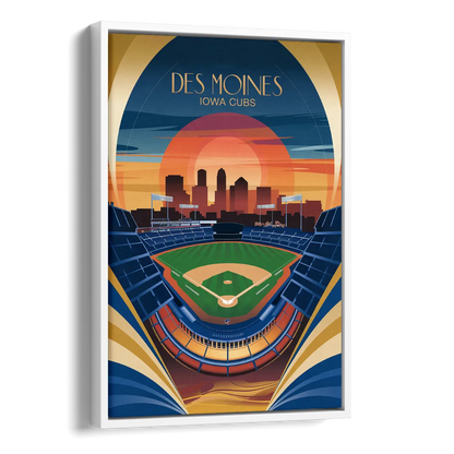 Des Moines Iowa Cubs Stadium Side - White Canvas Wall Art