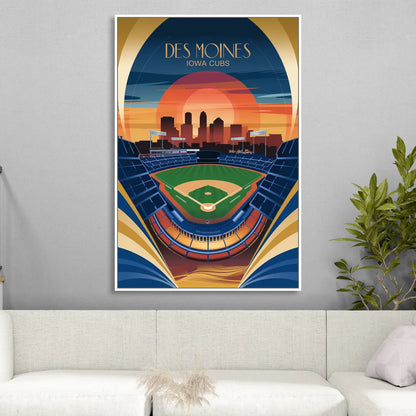 Des Moines Iowa Cubs Stadium Sitting Room - White Canvas Wall Art