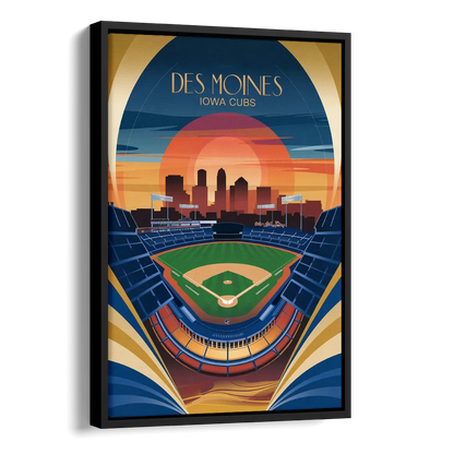 Des Moines Iowa Cubs Stadium Side - Black Canvas Wall Art