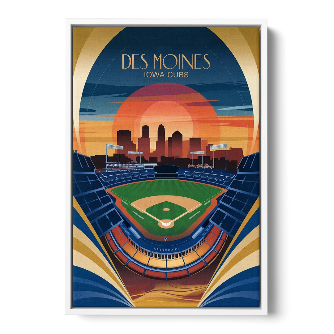 Des Moines Iowa Cubs Stadium Front - White Canvas Wall Art