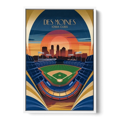 Des Moines Iowa Cubs Stadium Front - White Canvas Wall Art