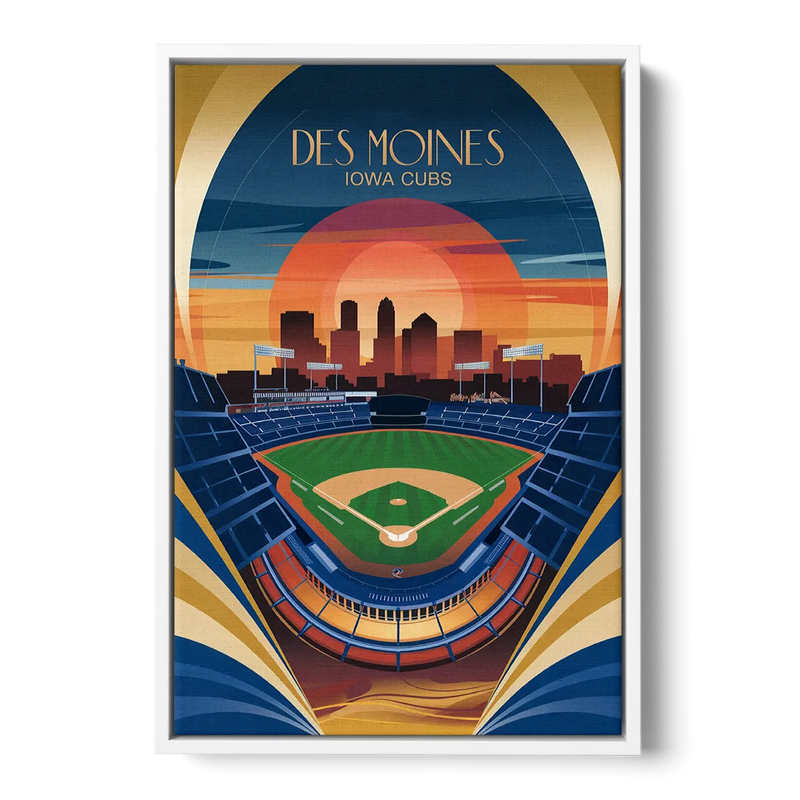 Des Moines Iowa Cubs Stadium Front - White Canvas Wall Art