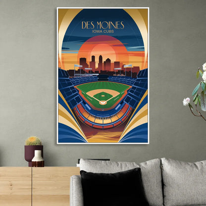 Des Moines Iowa Cubs Stadium Living Room - White Canvas Wall Art