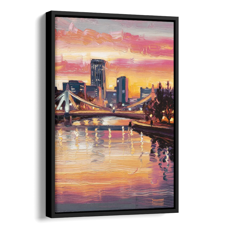 Des Moines Scenic Riverfront Side - Black Canvas Wall Art