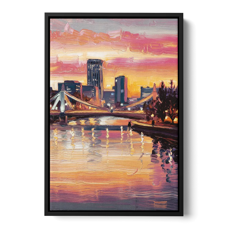 Des Moines Scenic Riverfront Front - Black Canvas Wall Art