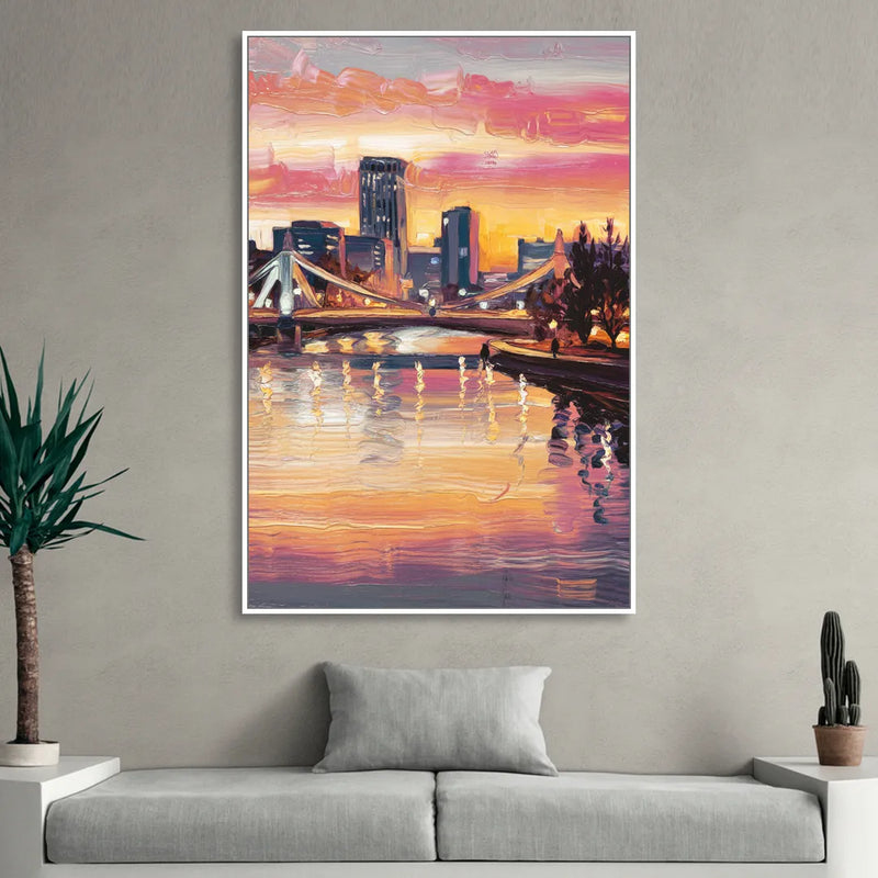 Des Moines Scenic Riverfront Sitting Room - White Canvas Wall Art