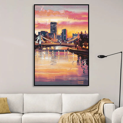 Des Moines Scenic Riverfront Sitting Room - Black Canvas Wall Art