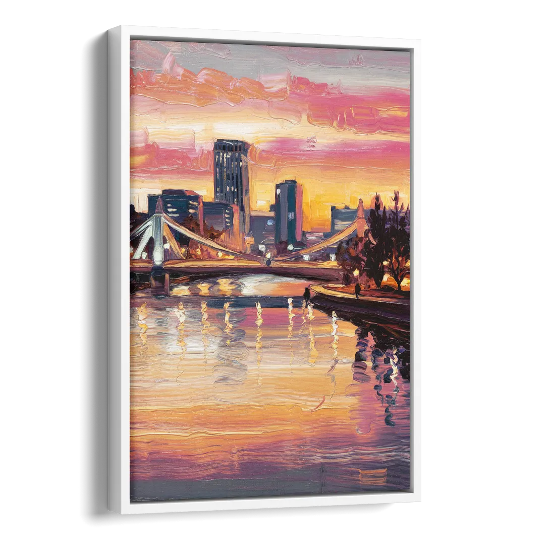 Des Moines Scenic Riverfront Side - White Canvas Wall Art