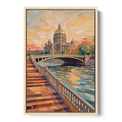 Des Moines Scenic Riverfront - Oak Framed Canvas Wall Art - Front