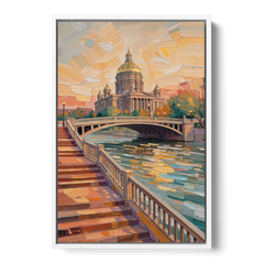 Des Moines Scenic Riverfront - White Framed Canvas Wall Art - Front