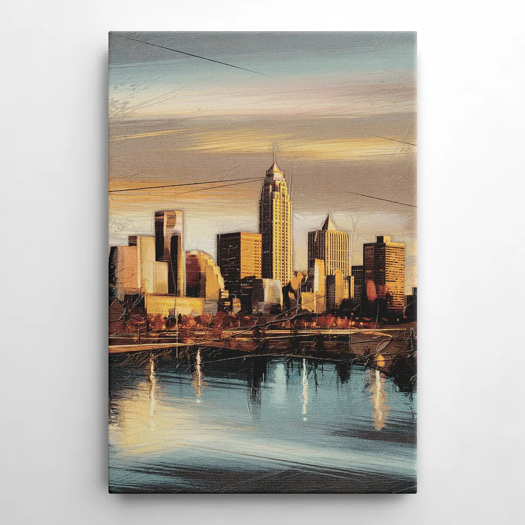 Des Moines Skyline Panorama - Canvas Wall Art