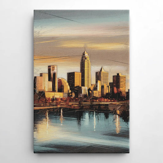 Des Moines Skyline Panorama - Canvas Wall Art