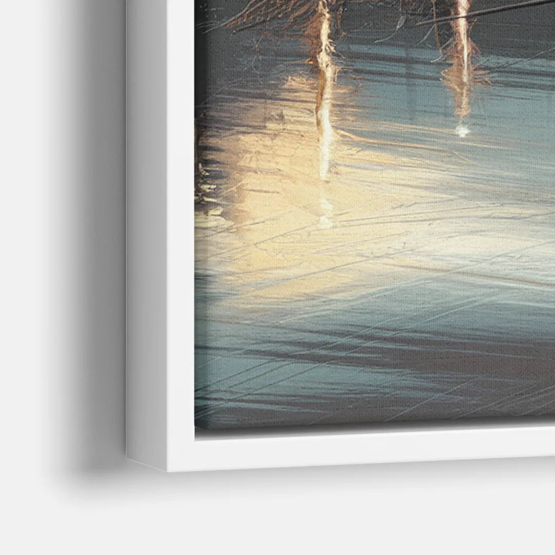 Des Moines Skyline Panorama - Close-Up White Frame Canvas