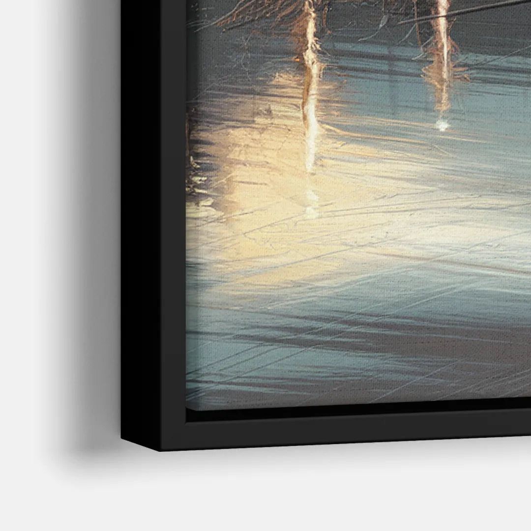 Des Moines Skyline Panorama - Close-Up Black Frame Canvas