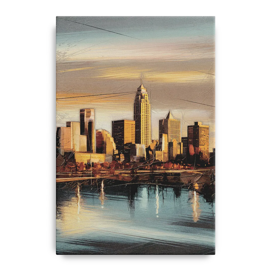 Des Moines Skyline Panorama Front - Canvas Wall Art