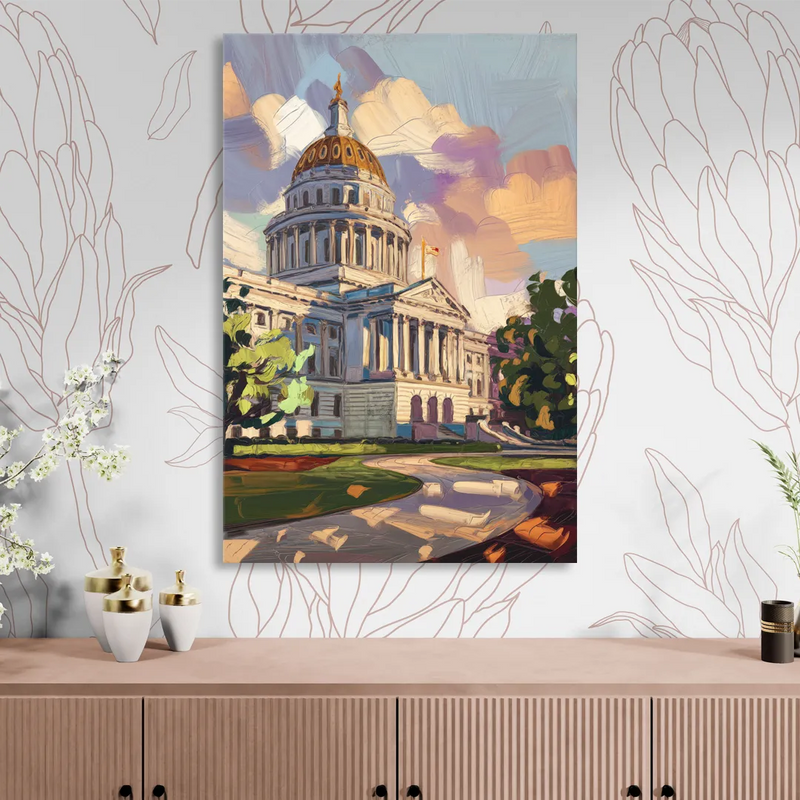 Des Moines State Capitol Sitting Room - Canvas Wall Art