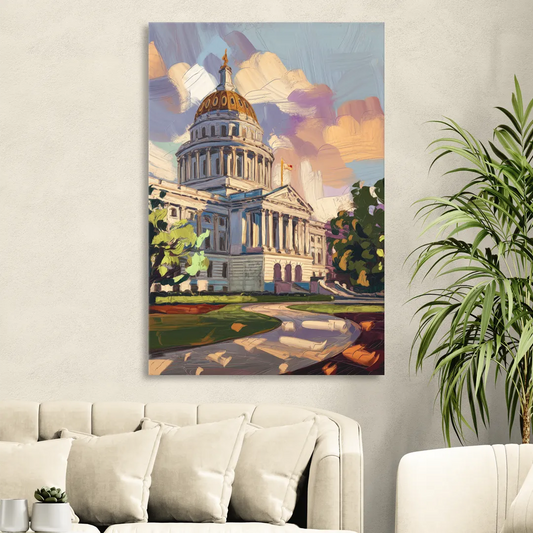 Des Moines State Capitol Living Room - Canvas Wall Art