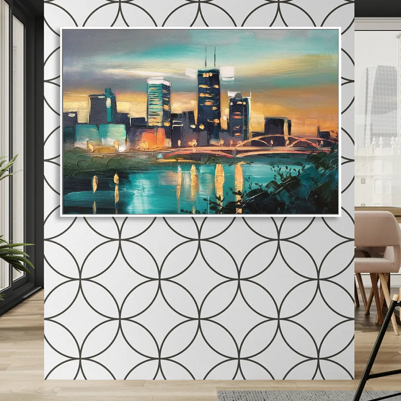 Des Moines Urban Charm Sitting Room - White Canvas Wall Art