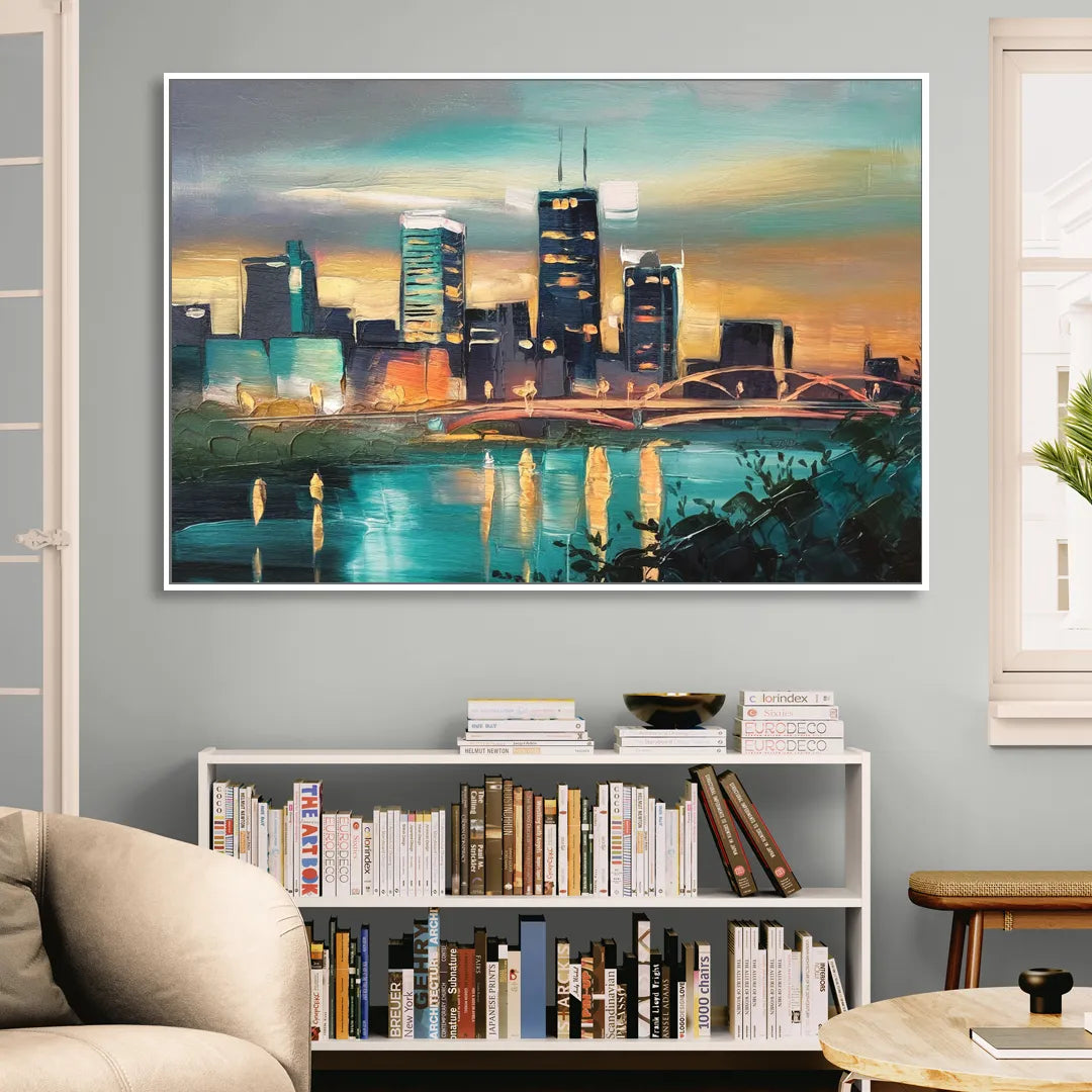 Des Moines Urban Charm Living Room - White Canvas Wall Art