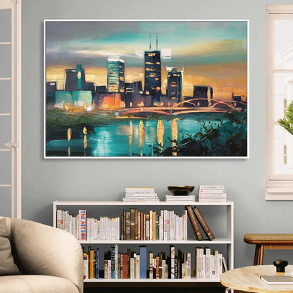 Des Moines Urban Charm Living Room - White Canvas Wall Art