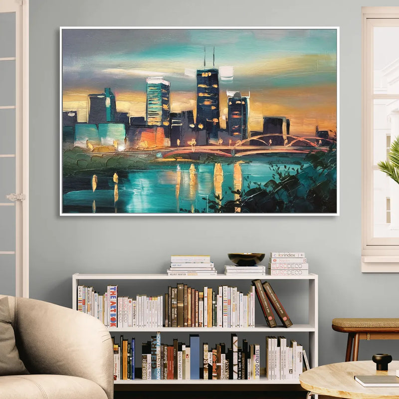 Des Moines Urban Charm Living Room - White Canvas Wall Art