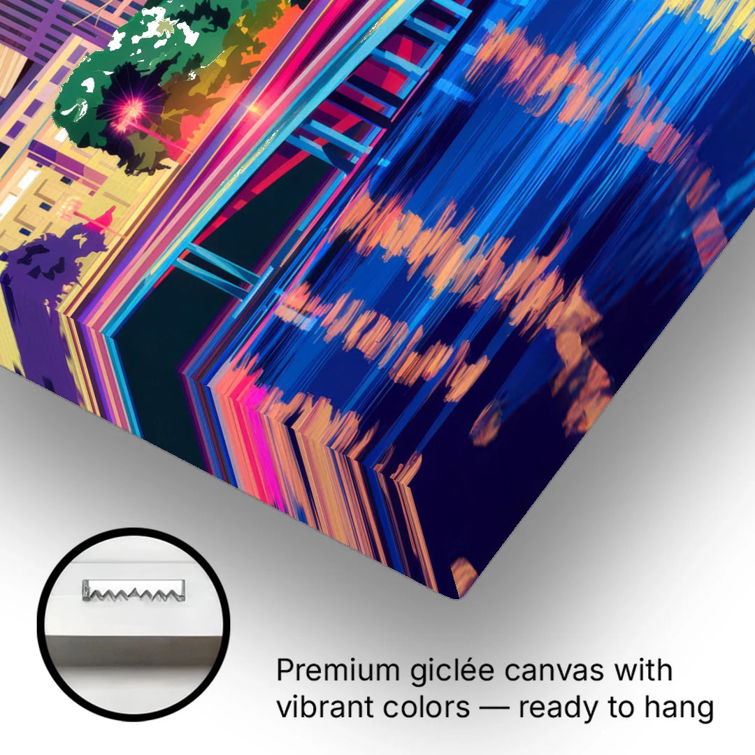 Des Moines Vibrant Cityscape - Canvas Wall Art - Gallery Wrap Corner