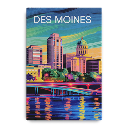 Des Moines Vibrant Cityscape Front - Canvas Wall Art