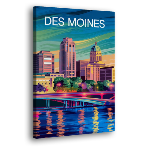 Des Moines Vibrant Cityscape - Canvas Wall Art