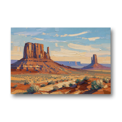 Desert Landscape Painting of Layered Mesas - Canvas Wall Art - Front