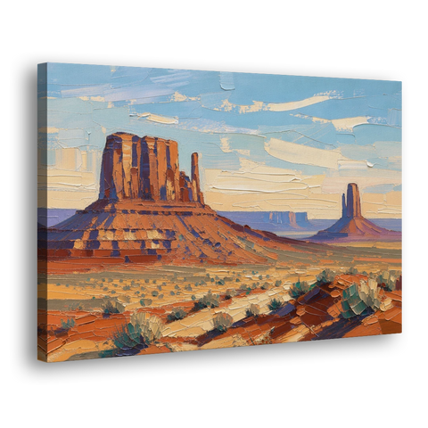 Desert Landscape Painting of Layered Mesas - Canvas Wall Art - Side