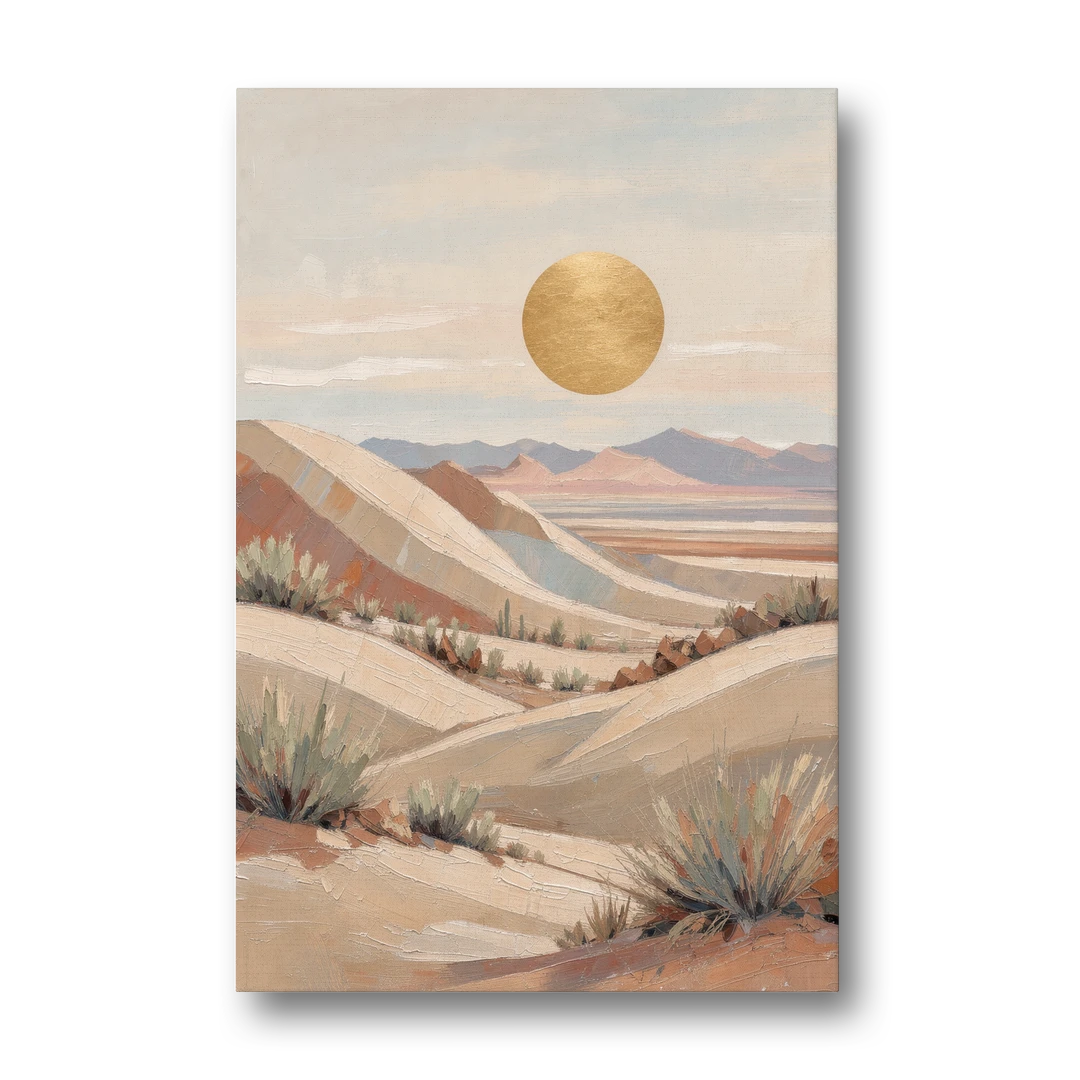 Desert Ridges Under a Gold Sun - Canvas Wall Art - Front