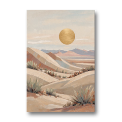 Boho Desert Mountain Ridges Under a Gold Sun - Canvas Wall Art - Front