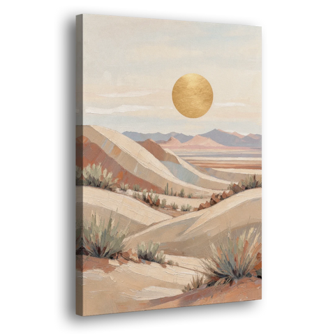 Boho Desert Mountain Ridges Under a Gold Sun - Canvas Wall Art