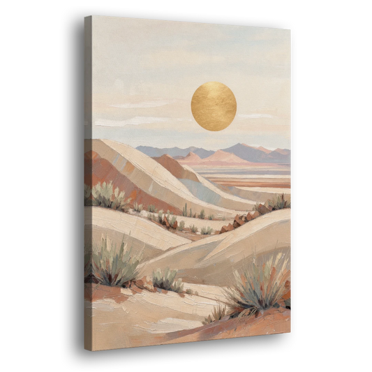 Desert Ridges Under a Gold Sun - Canvas Wall Art - Side