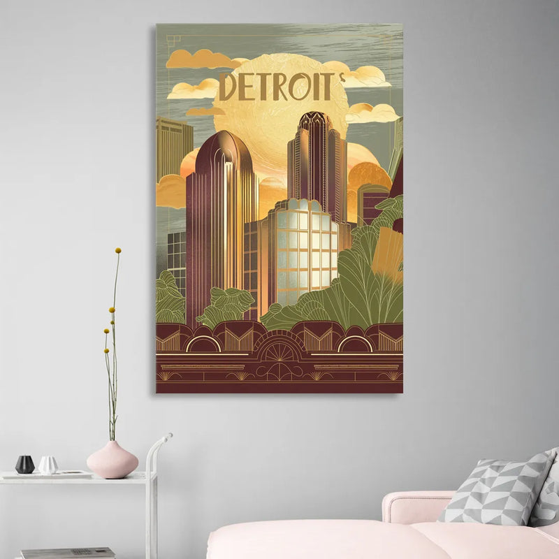Detroit Architectural Beauty Sitting Room - Canvas Wall Art