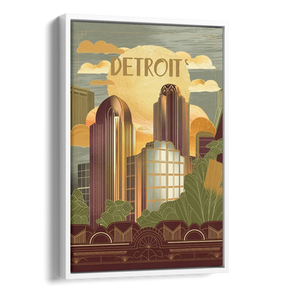 Detroit Architectural Beauty Side - White Canvas Wall Art