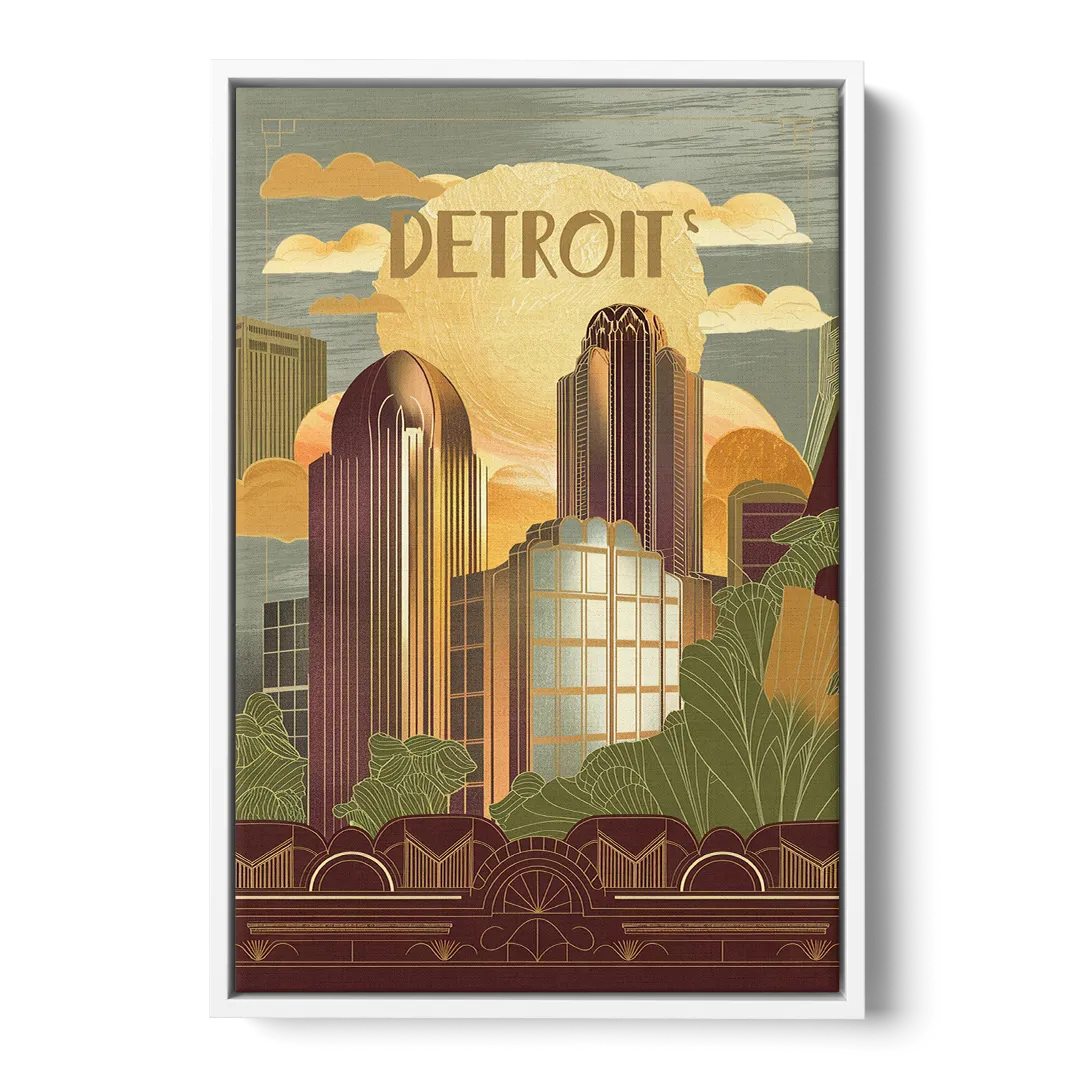 Detroit Architectural Beauty Front - White Canvas Wall Art