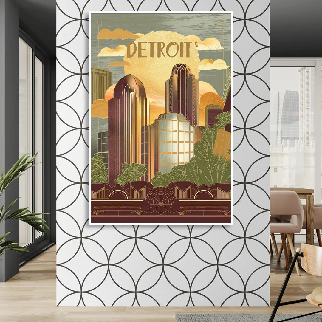 Detroit Architectural Beauty Sitting Room - White Canvas Wall Art