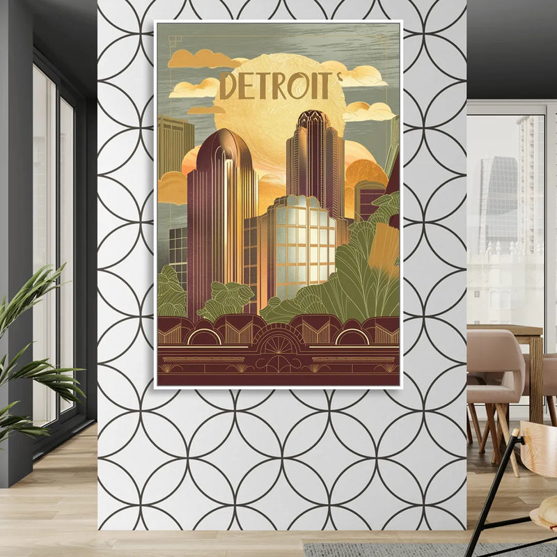 Detroit Architectural Beauty Sitting Room - White Canvas Wall Art