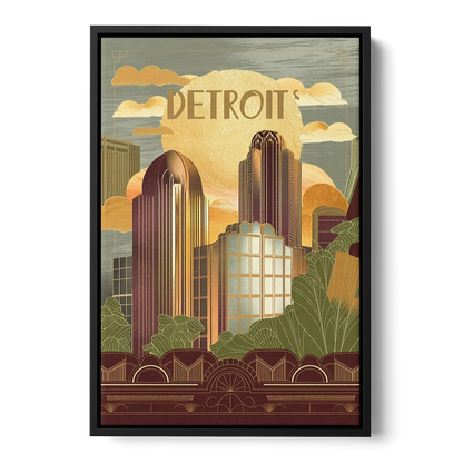 Detroit Architectural Beauty Front - Black Canvas Wall Art