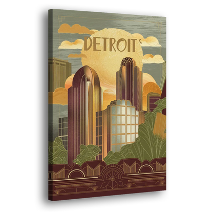 Detroit Architectural Beauty Side - Canvas Wall Art