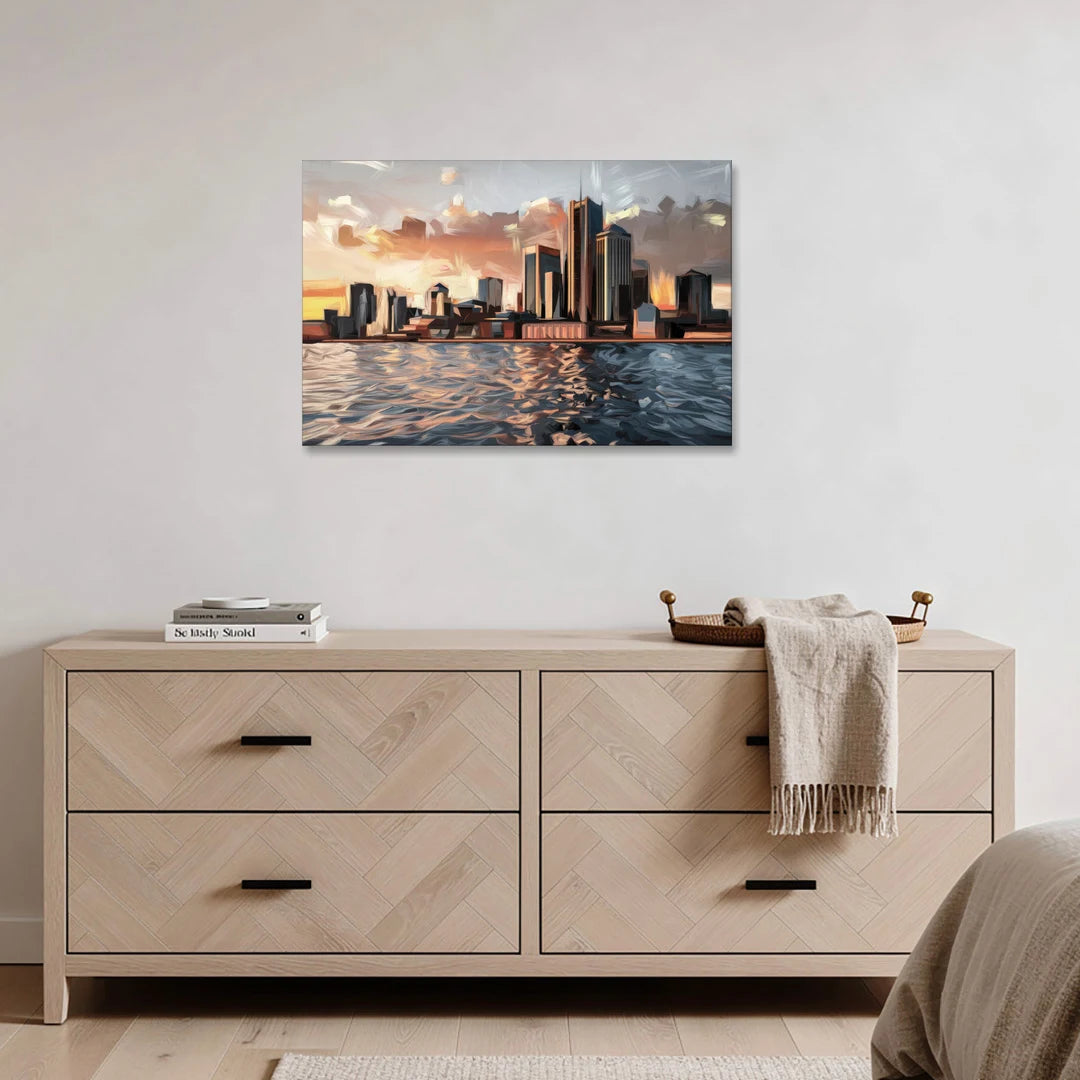 Detroit Cityscape Photography - Canvas Wall Art - Coffee Table - 36x24