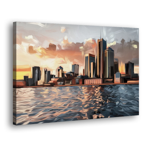 Detroit Cityscape Photography - Canvas Wall Art - Side